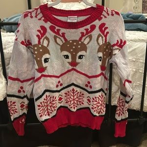Well Worn Holiday Sweater with Reindeers Size S